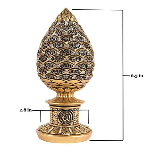 Gunes Islamic Table Decor Gold Egg Sculpture Figure Arabic 99 Names of Allah ESMA Asma al Husna (Gold, 6.3) - Image 2