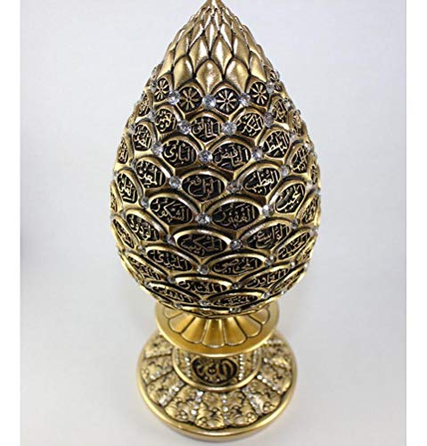 Gunes Islamic Table Decor Gold Egg Sculpture Figure Arabic 99 Names of Allah ESMA Asma al Husna (Gold, 6.3) - Image 5