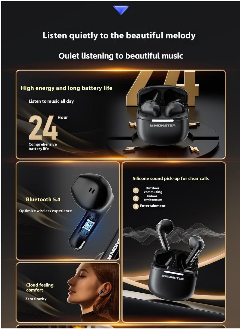 Monster - MONSTER wireless Bluetooth headset | 24-hour long battery life · 13mm metal diaphragm · Bluetooth 5.4 ultra-fast connection · Cloud-like comfortable wearing · Clear call experience - Image 1