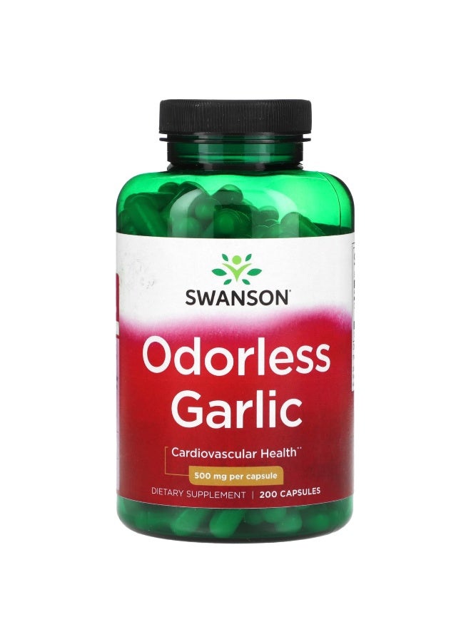 Swanson, Odorless Garlic, 500 mg, 200 Capsule - Image 1