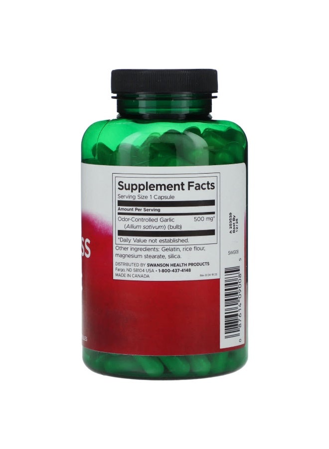 Swanson, Odorless Garlic, 500 mg, 200 Capsule - Image 2
