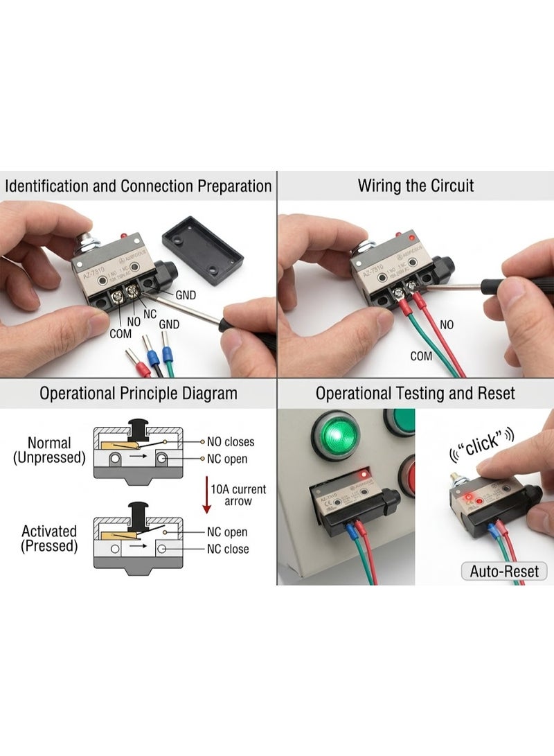 Auspicious Push Button Limit Switch 1 NO 1 NC 10 Amps AZ-7310 - Image 2
