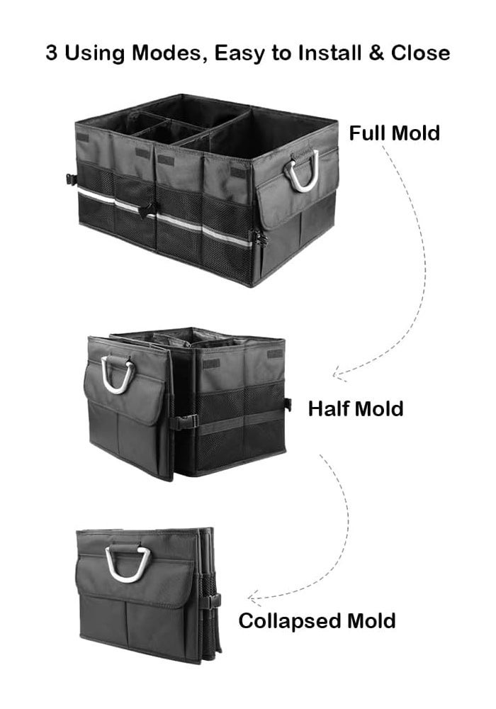 Car Trunk Organizer Holder - Waterproof Oxford Storage Box with Adjustable Pockets - Image 2