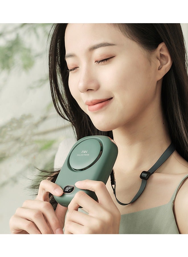 Mini Fan Portable and Rechargeable with Lanyard Bracket can Hanging Neck Put on Desk Clip Waist Outdoor Cooling for Travel Camping Powerful 3 Speed Bladeless Quiet Fan, Green - Image 3