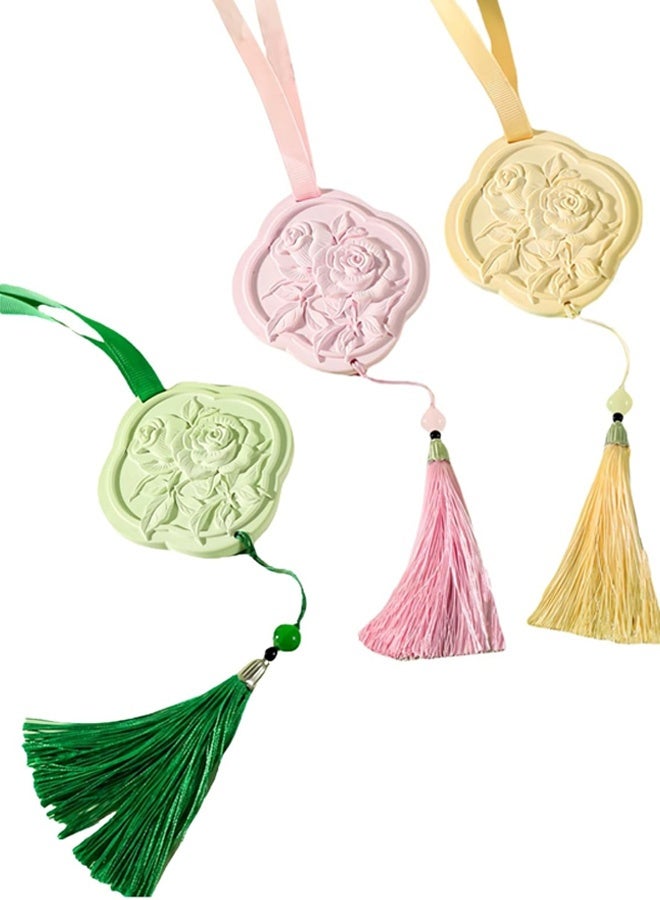 Essential Oil Diffuser，Air Freshener，3Pcs Rose Flower Ceramic Aromatherapy Diffusers for Bedroom, Wardrobes， Toilet， Cars Etc.Visual and Olfactory Double Enjoyment（Tuberose/Yulong Tea Fragrance/Rose） - Image 1