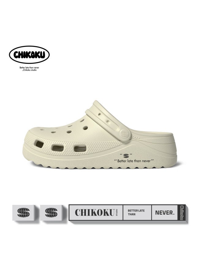Chikoku Women's Summer Outdoor Perforated Shoes, Comfortable Thick-soled Breathable Sandals, Beach Closed-toe Slippers