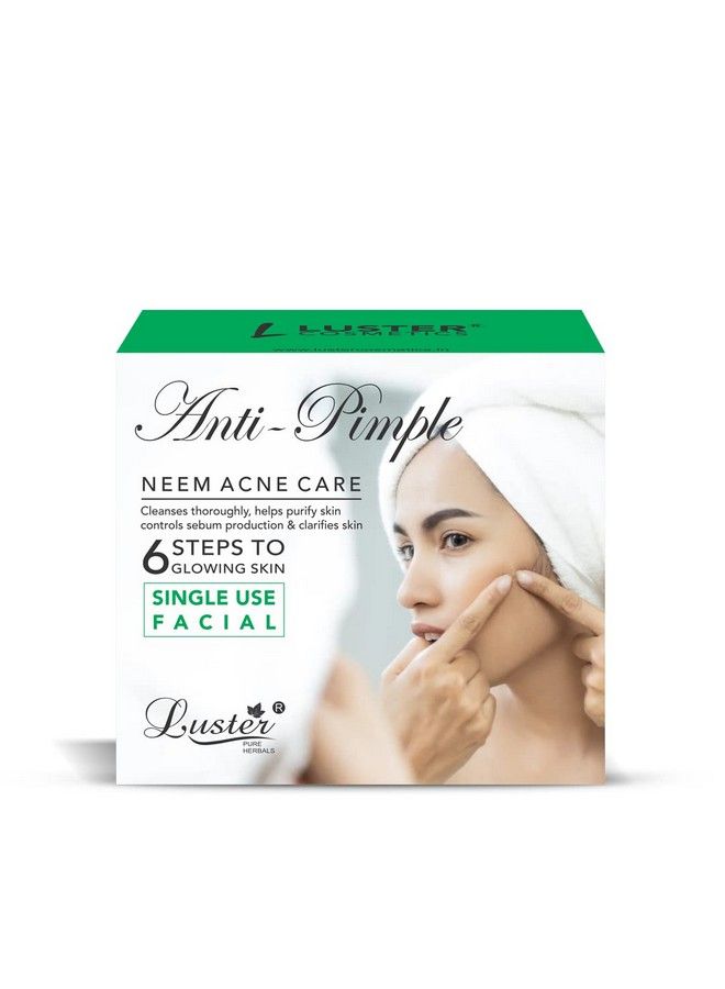 LUSTER Antipimple Facial Kit ; 6 Step Facial Kit ; Single Use Mini Facial Kit ; Anti Acne & Pimple Clearing ; For Glowing & Clear Skin ; For Women & Men ; All Skin Types (Paraben & Sulfate Free) 40G - Image 3