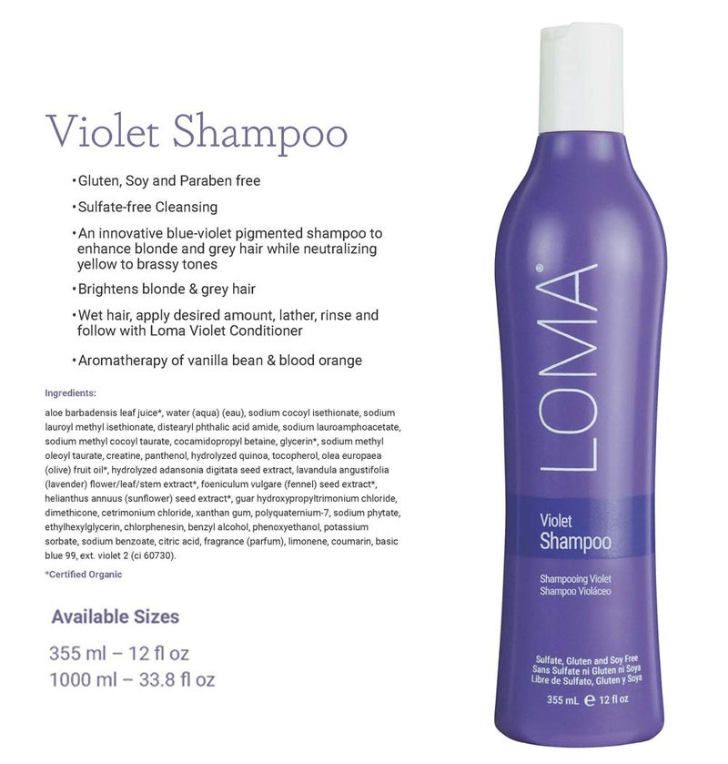 LOMA Violet Shampoo 12 ounce (Sulfate, Paraben and Gluten FREE) - Image 2