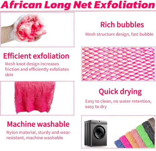 SPMKTBOZAI African Net Sponge Authentic, African Exfoliating Sponge Real African Net Black Owned, African Bath Sponge Back Scrubber, Body Exfoliator Shower Bath Accessories (Rose Pink) - Image 5