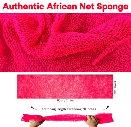 SPMKTBOZAI African Net Sponge Authentic, African Exfoliating Sponge Real African Net Black Owned, African Bath Sponge Back Scrubber, Body Exfoliator Shower Bath Accessories (Rose Pink) - Image 3