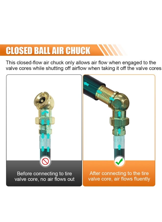 Generic 2PCS Closed Ball Air Chucks, 1/4" NPT Portable Flow Tire Chuck with Standard Quick Plug, Tire Inflator Gauge Nozzle for Air Compressor Accessories  - Image 3