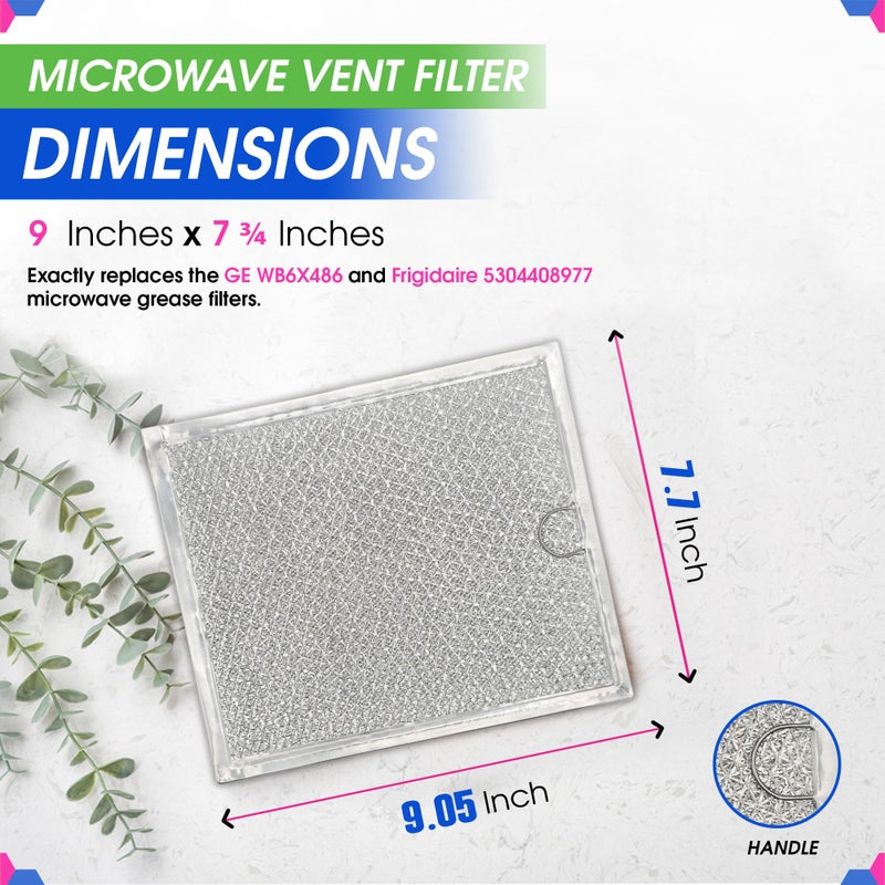 Bagean Microwave Filter Replacement 9" x 7.72" Fits WB6X486 GE Microwave Filter and Frigidaire 5304408977 - Aluminum Mesh Screen Grease Filter - Filters Air Entering Over the Range Oven Vent Fan (2-Pack) - Image 3