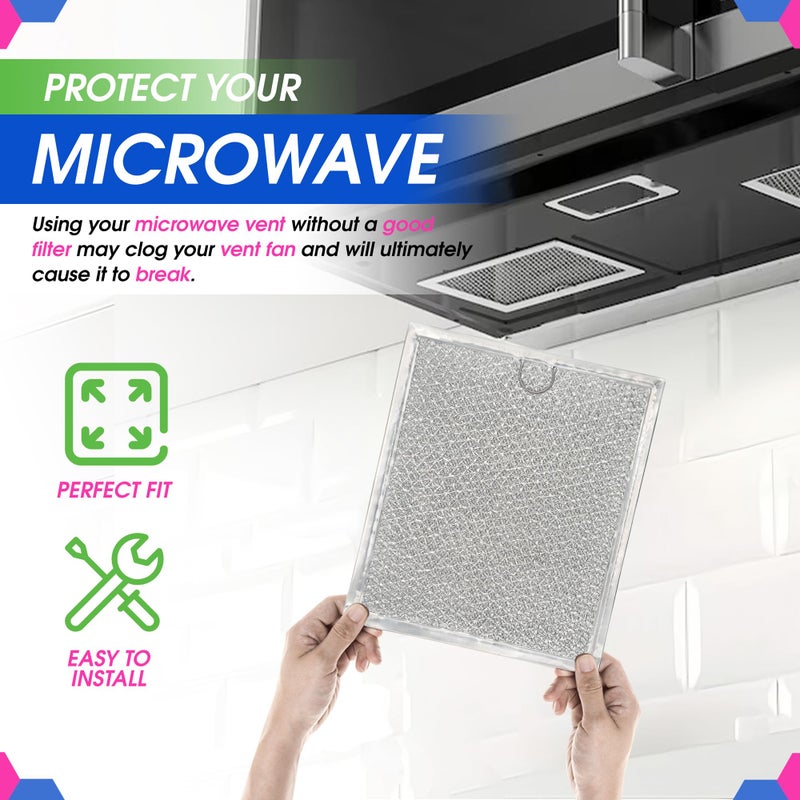 Bagean Microwave Filter Replacement 9" x 7.72" Fits WB6X486 GE Microwave Filter and Frigidaire 5304408977 - Aluminum Mesh Screen Grease Filter - Filters Air Entering Over the Range Oven Vent Fan (2-Pack) - Image 5