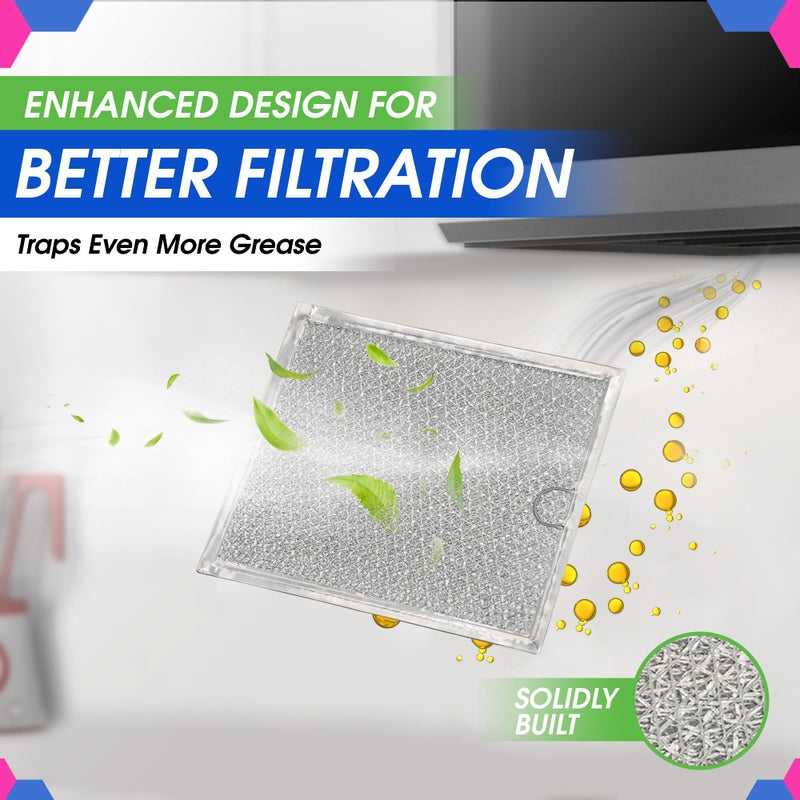 Bagean Microwave Filter Replacement 9" x 7.72" Fits WB6X486 GE Microwave Filter and Frigidaire 5304408977 - Aluminum Mesh Screen Grease Filter - Filters Air Entering Over the Range Oven Vent Fan (2-Pack) - Image 4