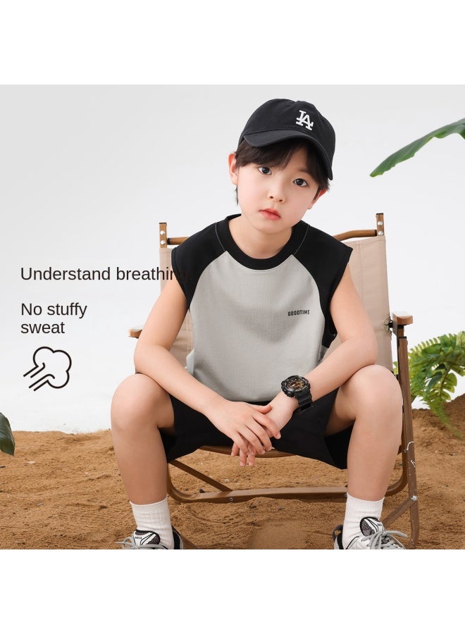 Zuoxi Boys' Tank Tops 2025 Summer Thin Cotton Breathable Sleeveless T-shirts For Big Kids Trendy Boys' Vests - Image 3