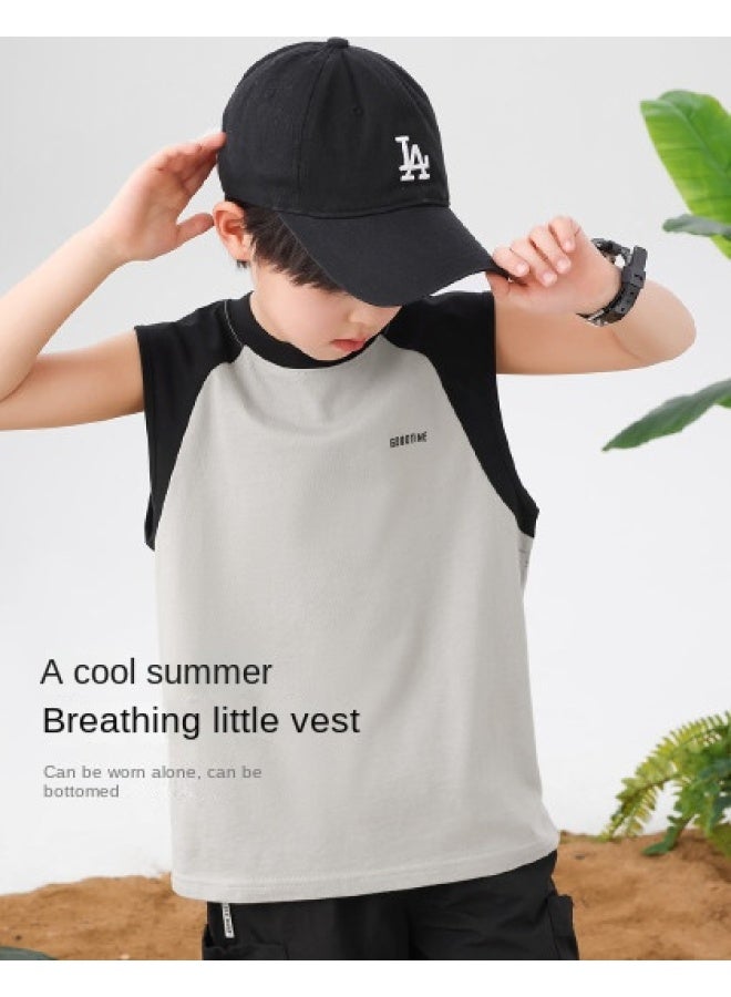 Zuoxi Boys' Tank Tops 2025 Summer Thin Cotton Breathable Sleeveless T-shirts For Big Kids Trendy Boys' Vests - Image 1