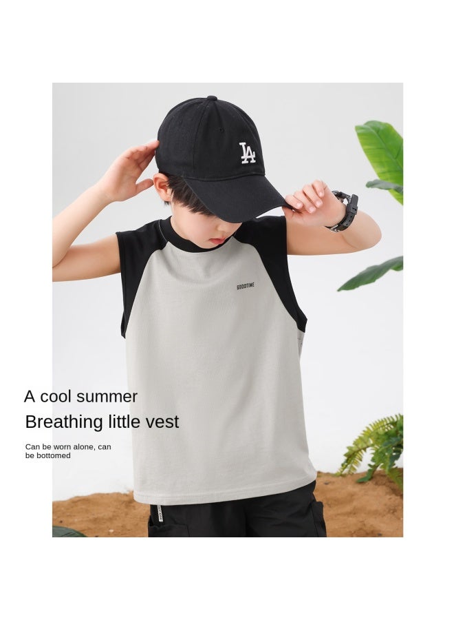 Zuoxi Boys' Tank Tops 2025 Summer Thin Cotton Breathable Sleeveless T-shirts For Big Kids Trendy Boys' Vests - Image 2