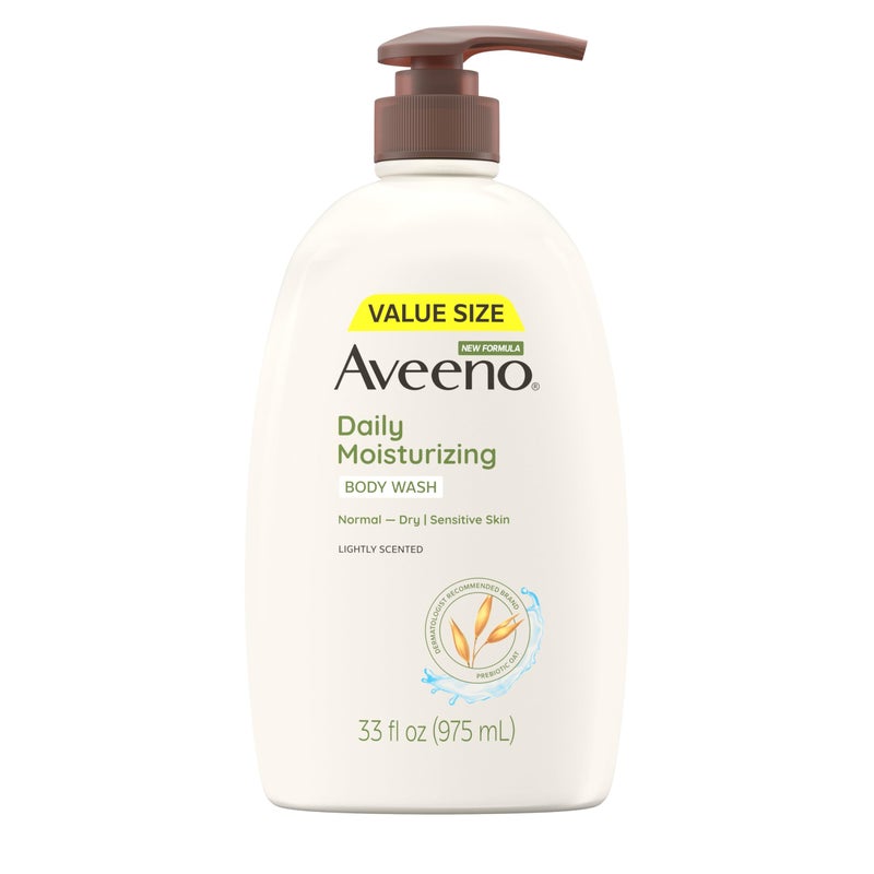 Aveeno Daily Moisturizing Body Wash for Women and Men for Dry & Sensitive Skin, Paraben, Soap & Dye-Free, Gentle Shower Cleanser, Dermatologist Recommended Brand, Lightly Scented, 33 Fl Oz - Image 1