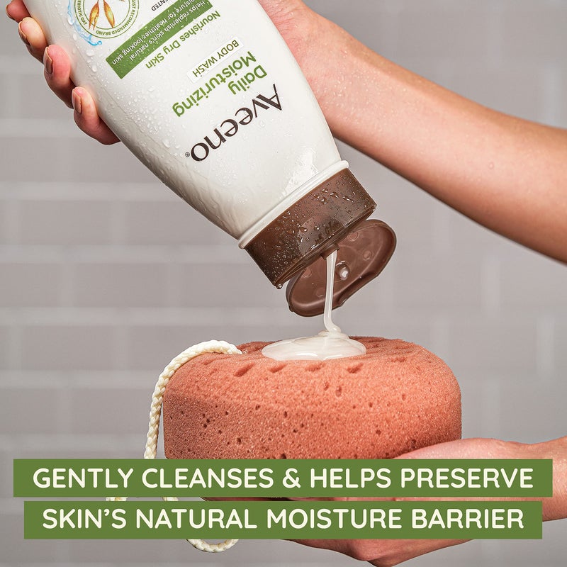 Aveeno Daily Moisturizing Body Wash for Women and Men for Dry & Sensitive Skin, Paraben, Soap & Dye-Free, Gentle Shower Cleanser, Dermatologist Recommended Brand, Lightly Scented, 33 Fl Oz - Image 2