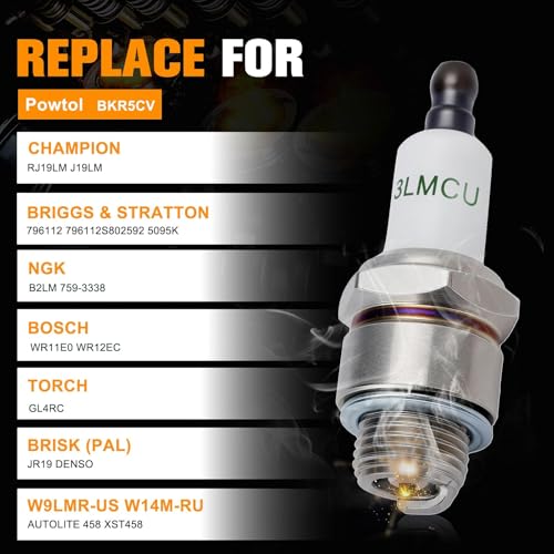 Powtol (Pack of 2) RJ19LM Spark Plug for Brigs Straton 796112 802592 5095K Champion J19LM (868) - Image 2