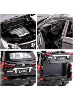 موديل كار 1:32 سبيكة تحصيل LEXUS LX570 لعبة نموذج سيارة، دييكاست سبائك الزنك LX570 التراجع لعبة سيارة قابلة للتجميع، صوت وضوء سحب نموذج سيارة للأطفال صبي فتاة هدية 16 سم * 6 سم * 7 سم  - Image 4