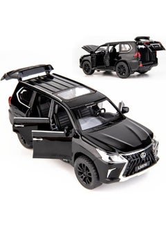 موديل كار 1:32 سبيكة تحصيل LEXUS LX570 لعبة نموذج سيارة، دييكاست سبائك الزنك LX570 التراجع لعبة سيارة قابلة للتجميع، صوت وضوء سحب نموذج سيارة للأطفال صبي فتاة هدية 16 سم * 6 سم * 7 سم  - Image 2
