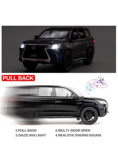 موديل كار 1:32 سبيكة تحصيل LEXUS LX570 لعبة نموذج سيارة، دييكاست سبائك الزنك LX570 التراجع لعبة سيارة قابلة للتجميع، صوت وضوء سحب نموذج سيارة للأطفال صبي فتاة هدية 16 سم * 6 سم * 7 سم  - Image 3