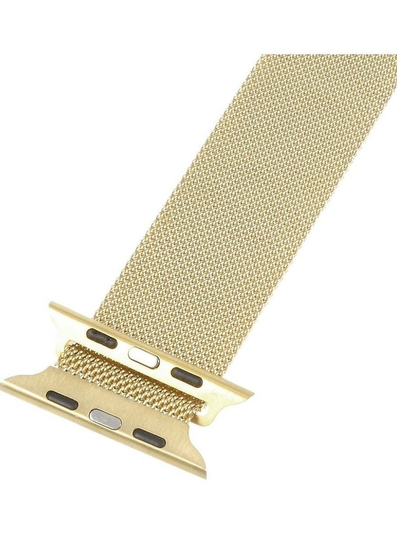 MOCOM Metal Stainless Steel Milanese Loop Chain Mesh Band for Apple Watch 7 45mm Gold - Image 3