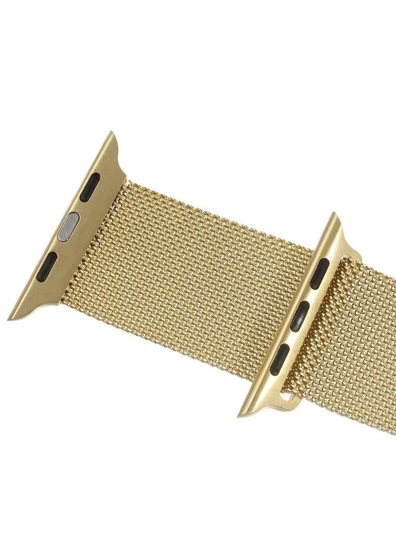 MOCOM Metal Stainless Steel Milanese Loop Chain Mesh Band for Apple Watch 7 45mm Gold - Image 2