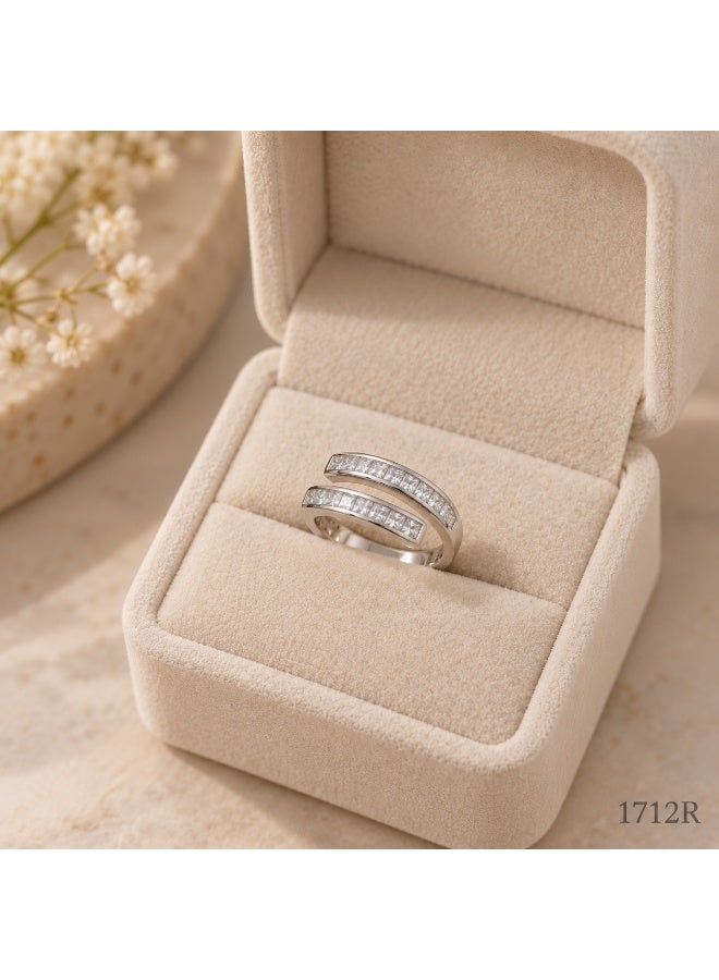 3Diamonds Platinum & Rhodium Plated Crossover Zircon Ring for Women - Image 2