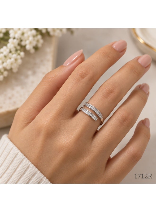 3Diamonds Platinum & Rhodium Plated Crossover Zircon Ring for Women - Image 1