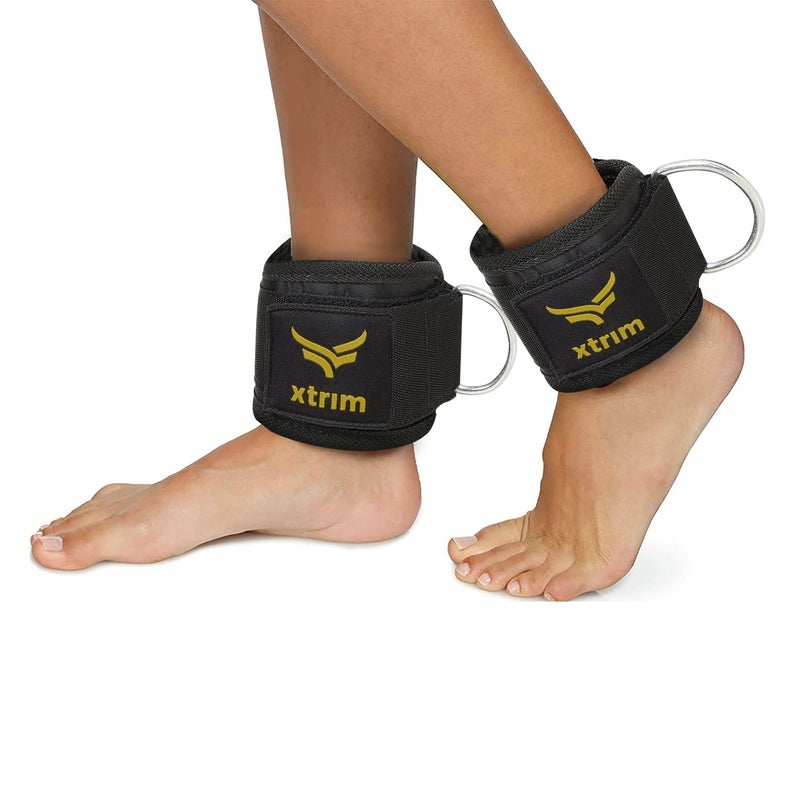 XTRIM Durafit Unisex Stylish Ankle Straps with Metal D-Rings for Cable Machine, Kickbacks and Glutes Workouts, Adjustable Ankle Straps, Curls & Hip Abductors with Padded Neoprene Support (Green) - Image 1