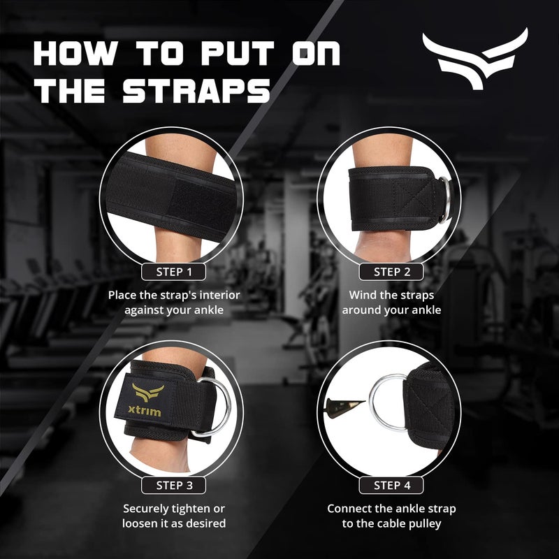 XTRIM Durafit Unisex Stylish Ankle Straps with Metal D-Rings for Cable Machine, Kickbacks and Glutes Workouts, Adjustable Ankle Straps, Curls & Hip Abductors with Padded Neoprene Support (Green) - Image 5