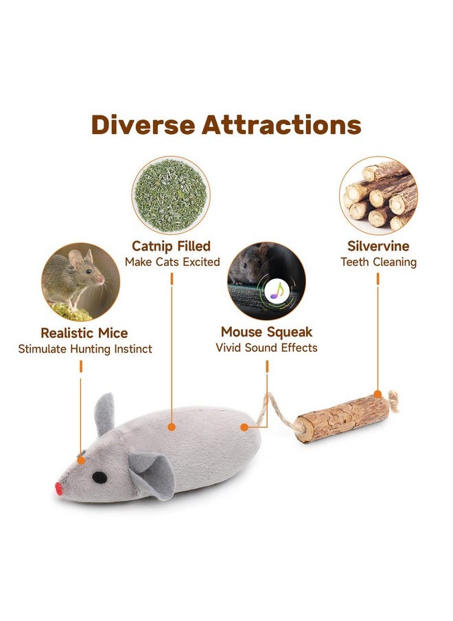 Potaroma Potaroma Cat Toys: 3pcs Squeak Mice Interactive Catnip Silvervine Animals for Indoor Kittens - Dental Matatabi Cat Nip & Chew Exercise Toy for All Breeds & Species  - Image 2