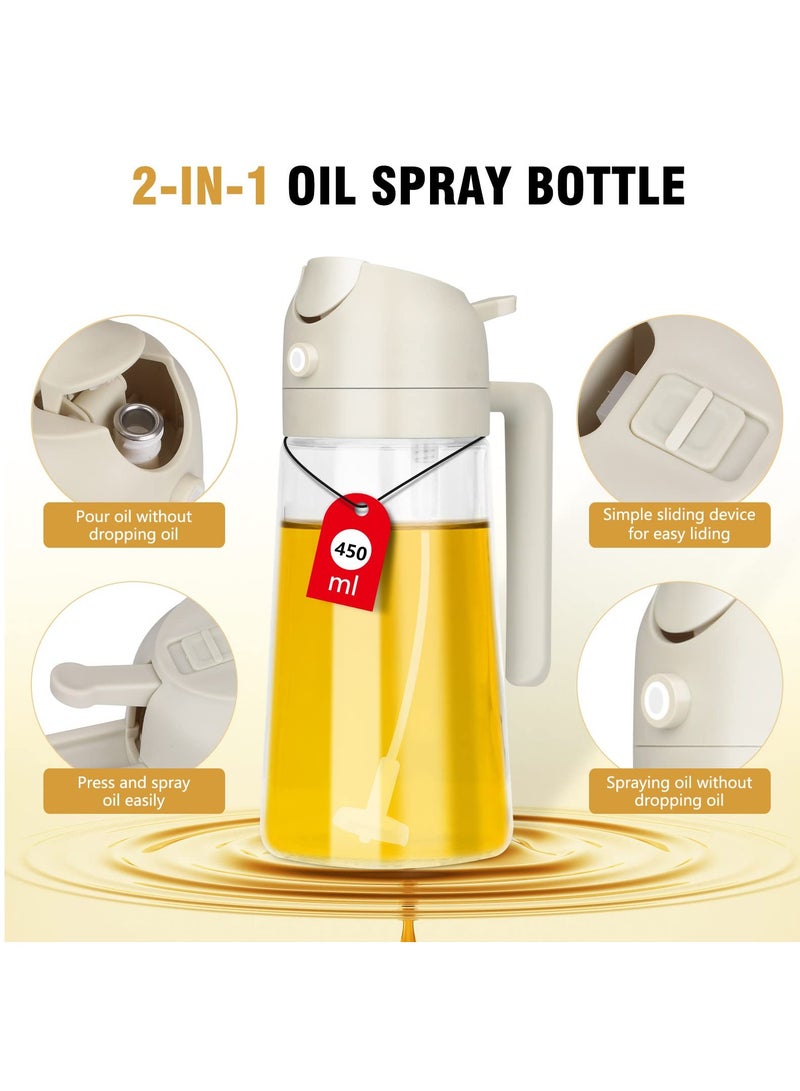 Oil Spray Bottle, 15.2oz/450ml Olive Oil Sprayer, BBQ Cooking Spray Bottle, Portable Oil Dispenser Mister for Cooking Air Fryer BBQ, Grilling, Baking, Salad  - Image 3
