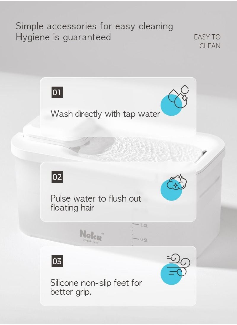 Neku - Pet Water Foutain Battery Operated 1.8L Ultra-Quiet Automatic LED Dog Water Dispenser with 1 Replacement Filters And Smart Pump - Image 1