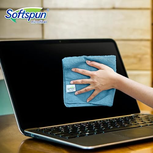 SOFTSPUN Microfiber Cloth - 4 pcs - 30 x 40 cms - 340 GSM - Sky Blue - Super Soft Absorbent Cleaning Towels Cleans & Polishes Everything in Your Home. - Image 2