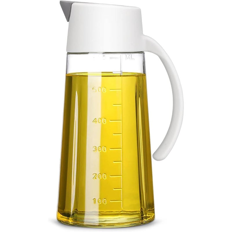 ConvertKitchen Glass Oil and Vinegar Dispenser Bottle With Automatic Opening and Closing Drip Free Spout Measuring Oil Dispenser Bottle For Pouring Olive Oil Vinegar Soy Sauce etc 450 Ml