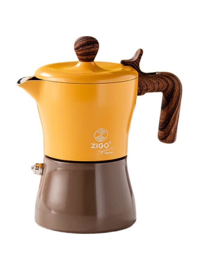 Zigo Moka Pot, Italian Espresso Pour-Over Coffee Maker, Co-Branded Edition, 3 Cups, [National Subsidy], Mocha Yellow - Image 1