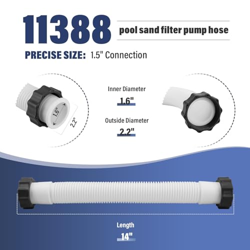Dimakung 11388 Pool Sand Filter Pump Hose, 14" Short Pool Hose for Intex Sand Filter Pumps & Saltwater Systems, Above Ground Pools Filter Replacement Parts - Image 3