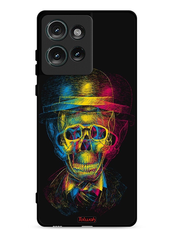 Tolwak Motorola Edge 50 Protective Case Cover Skull Colorful Hat Fantasy Art - Image 1