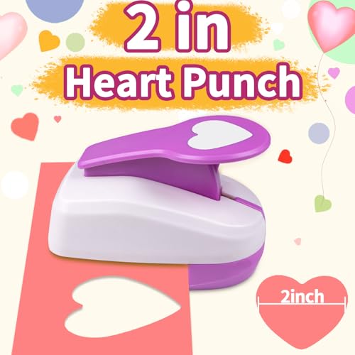 HKKYO Heart Paper Punch, Paper Punch for Crafting, 2 inch Heart Hole Punches, Hearts Punches for Papers Crafts, Hearts Shaped Hole Puncher, Large Hearted Hole Puncher, Hearted ScrapbookingPunch - Image 4