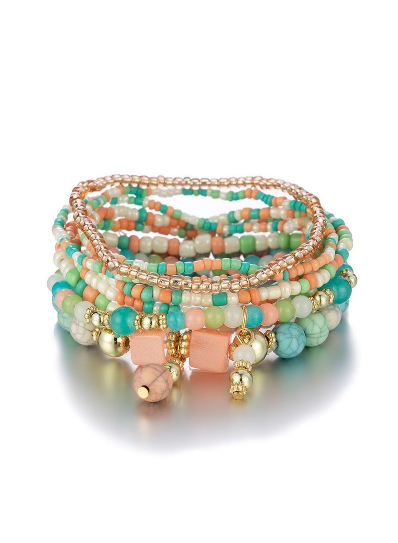 GUDOO Bohemian Boho Stackable Bracelets for Women Set, Girls Stretch Multilayer Stack Beads Colorful Beaded Charm Bracelets Girl Handmade Jewelry - Image 4