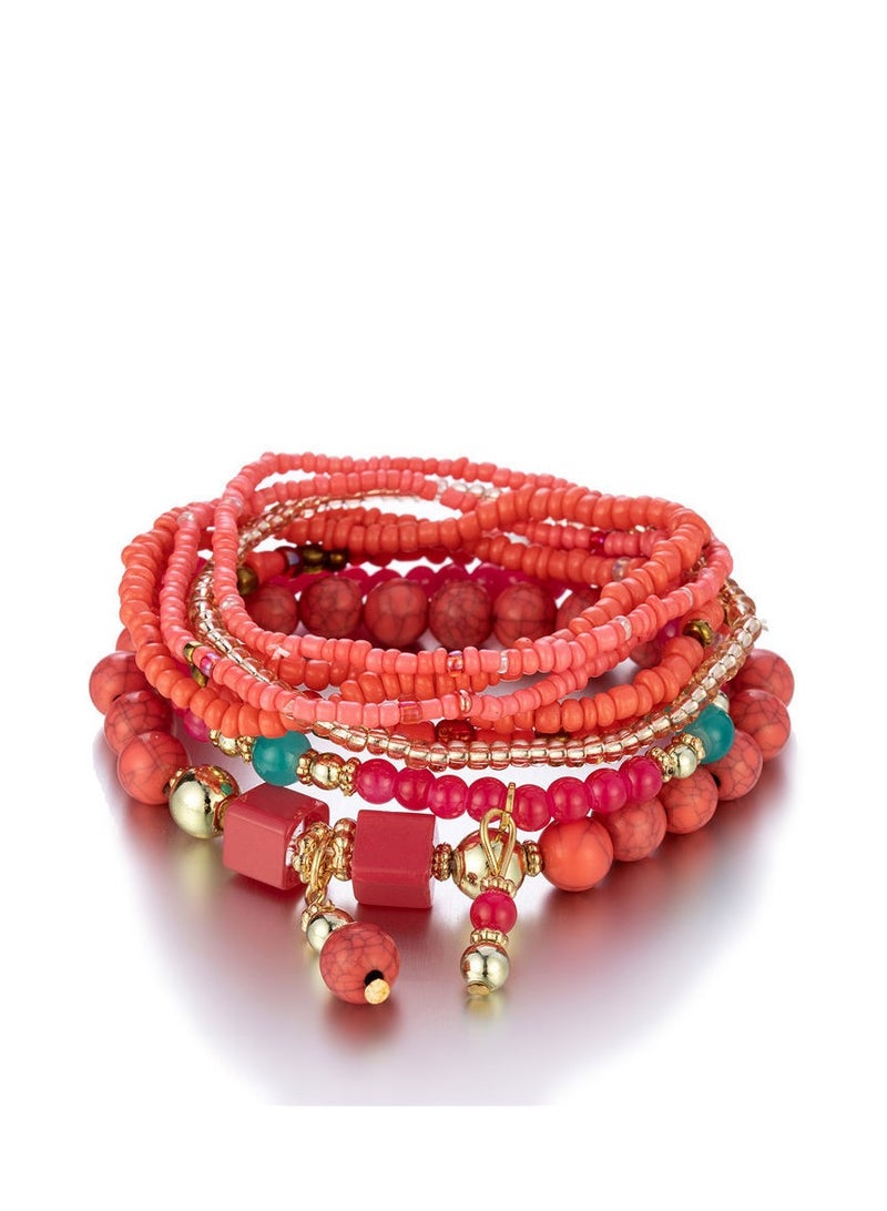 GUDOO Bohemian Boho Stackable Bracelets for Women Set, Girls Stretch Multilayer Stack Beads Colorful Beaded Charm Bracelets Girl Handmade Jewelry - Image 5