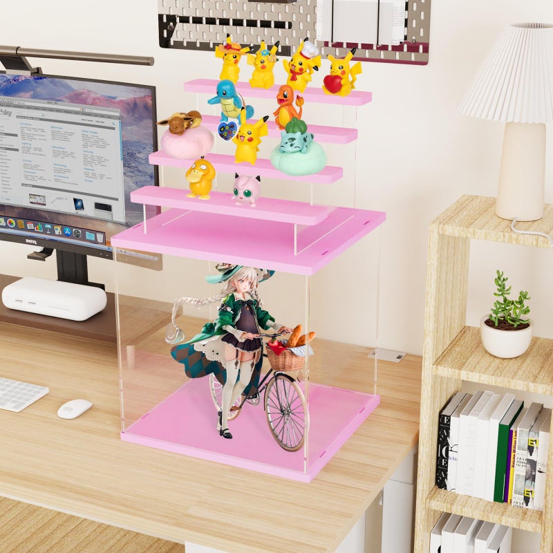 Nynelly Acrylic Display Case for Collectibles, 5 Tier Clear Display Box Stand with Door, Assemble Countertop Showcase Dustproof Storage Box for Minifigures, Funko Pop, Hot Wheels,Miniature - Image 4