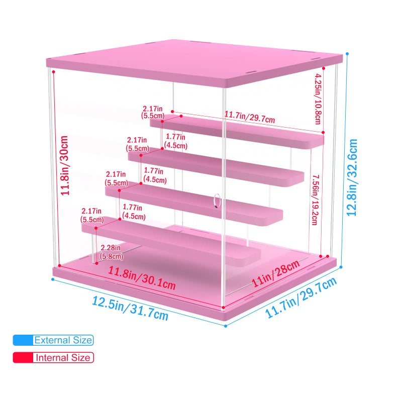 Nynelly Acrylic Display Case for Collectibles, 5 Tier Clear Display Box Stand with Door, Assemble Countertop Showcase Dustproof Storage Box for Minifigures, Funko Pop, Hot Wheels,Miniature - Image 2