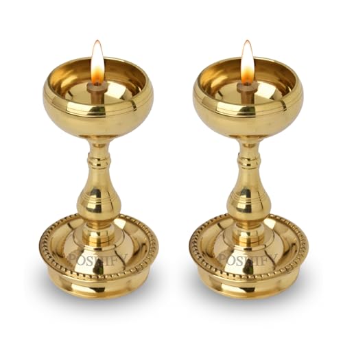 POSHIFY Udupi Nanda Diya (Pack of 2)- Elegant Bowl-Shaped Brass Diya for Luxurious Puja Rituals and Home Decor - Image 1