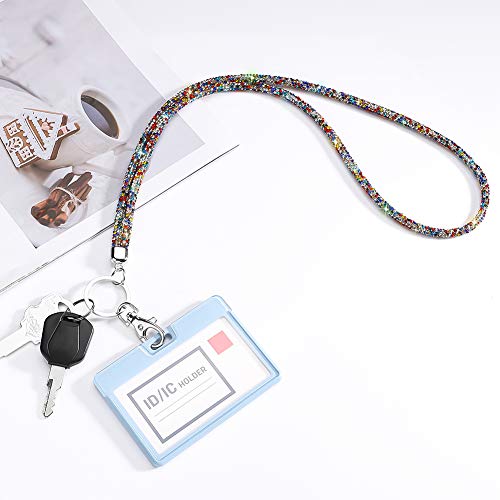 Soleebee Rhinestone Office Lanyard, 31.5'' Bling Neck Lanyard with Metal Clasp & Keyring, Crystal Lanyard for Women, ID Card, Keys Strap (Colorful) - Image 5