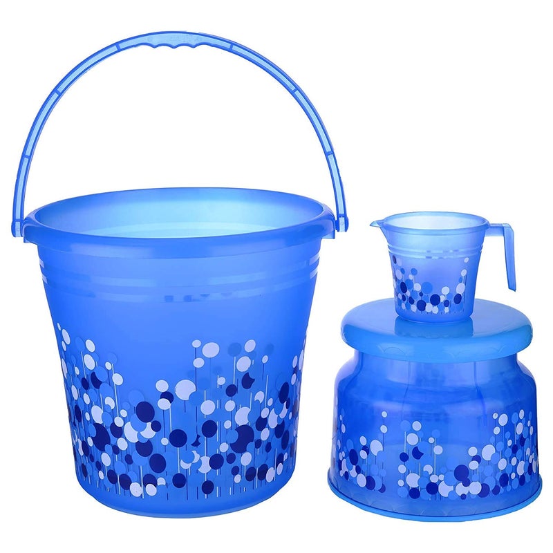 AIR O MATIC AIR O MATIC Deluxe Bathroom Set BLUE Bucket 15 L Mug Stool Set of 3  - Image 1