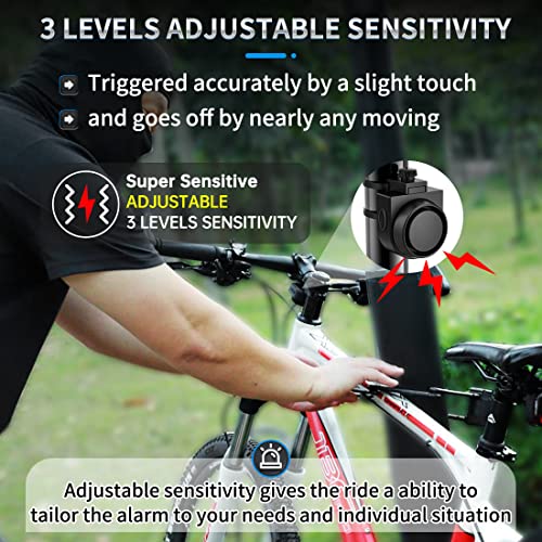 PADONOW Wireless Remote Bike Alarm: 115dB Super Loud Bicycle Vibration Motion Sensor Siren Anti Theft Security System Motorcycle Alarm Waterproof USB-C Rechargeable Multipurpose Vehicle Alert Device - Image 3